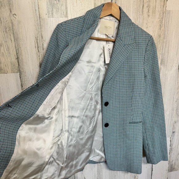 Maje Vikar Blue Double Button Tweed Blazer Shorts Set Size 38 US M Classic - Picture 5 of 16